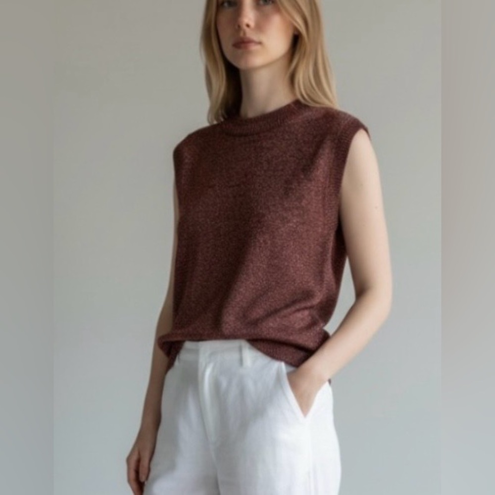 Elegant Sleeveless Knit Top /metallic threads